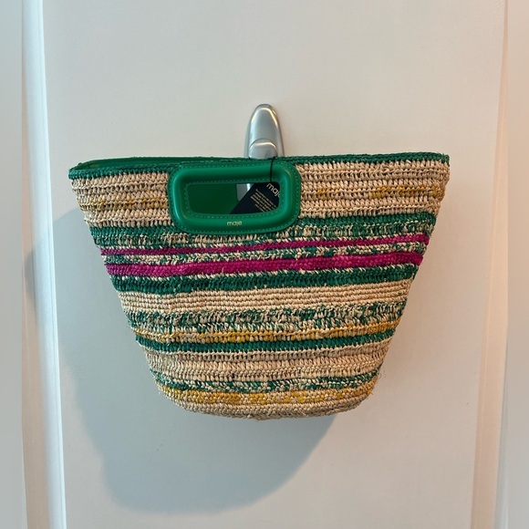 NEW Maje Mini Striped Raffia Bag - Picture 11 of 16